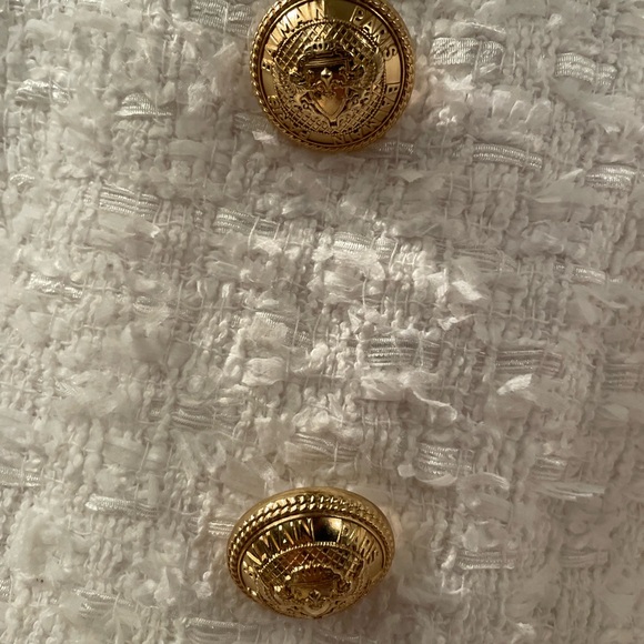 😍Authentic SOLD OUT Balmain subtle white tweed blazer gold buttons size 44 Euro - Picture 13 of 16
